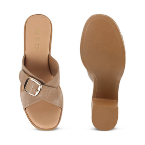 Tresmode NY Taupe Women's Dress Block Heel Sandals