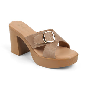Tresmode NY Taupe Women's Dress Block Heel Sandals