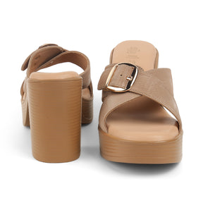 Tresmode NY Taupe Women's Dress Block Heel Sandals