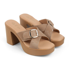 Tresmode NY Taupe Women's Dress Block Heel Sandals