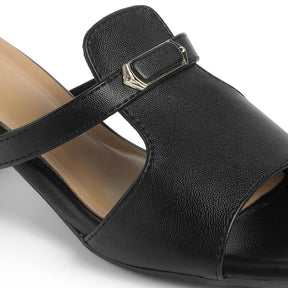 Tresmode Piso Black Women's Dress Block Heel Sandals