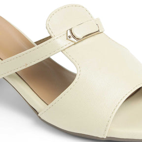 Tresmode Piso Cream Women's Dress Block Heel Sandals