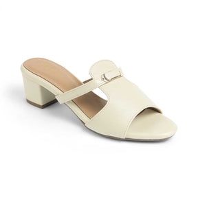 Tresmode Piso Cream Women's Dress Block Heel Sandals