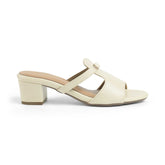 Tresmode Piso Cream Women's Dress Block Heel Sandals