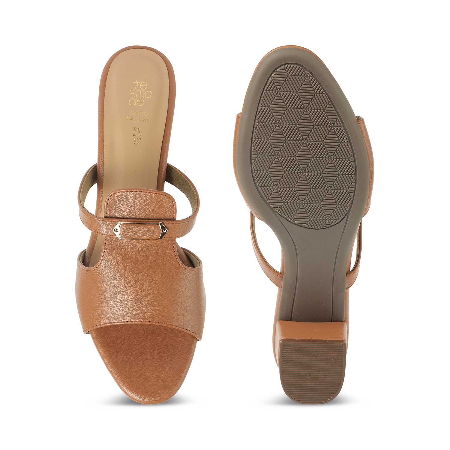 Tresmode Piso Tan Women's Dress Block Heel Sandals