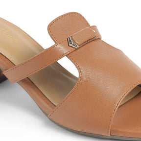 Tresmode Piso Tan Women's Dress Block Heel Sandals