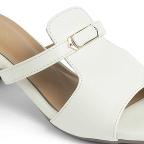 Tresmode Piso White Women's Dress Block Heel Sandals