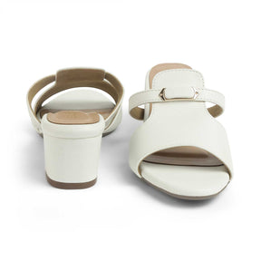 Tresmode Piso White Women's Dress Block Heel Sandals