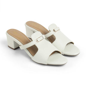 Tresmode Piso White Women's Dress Block Heel Sandals