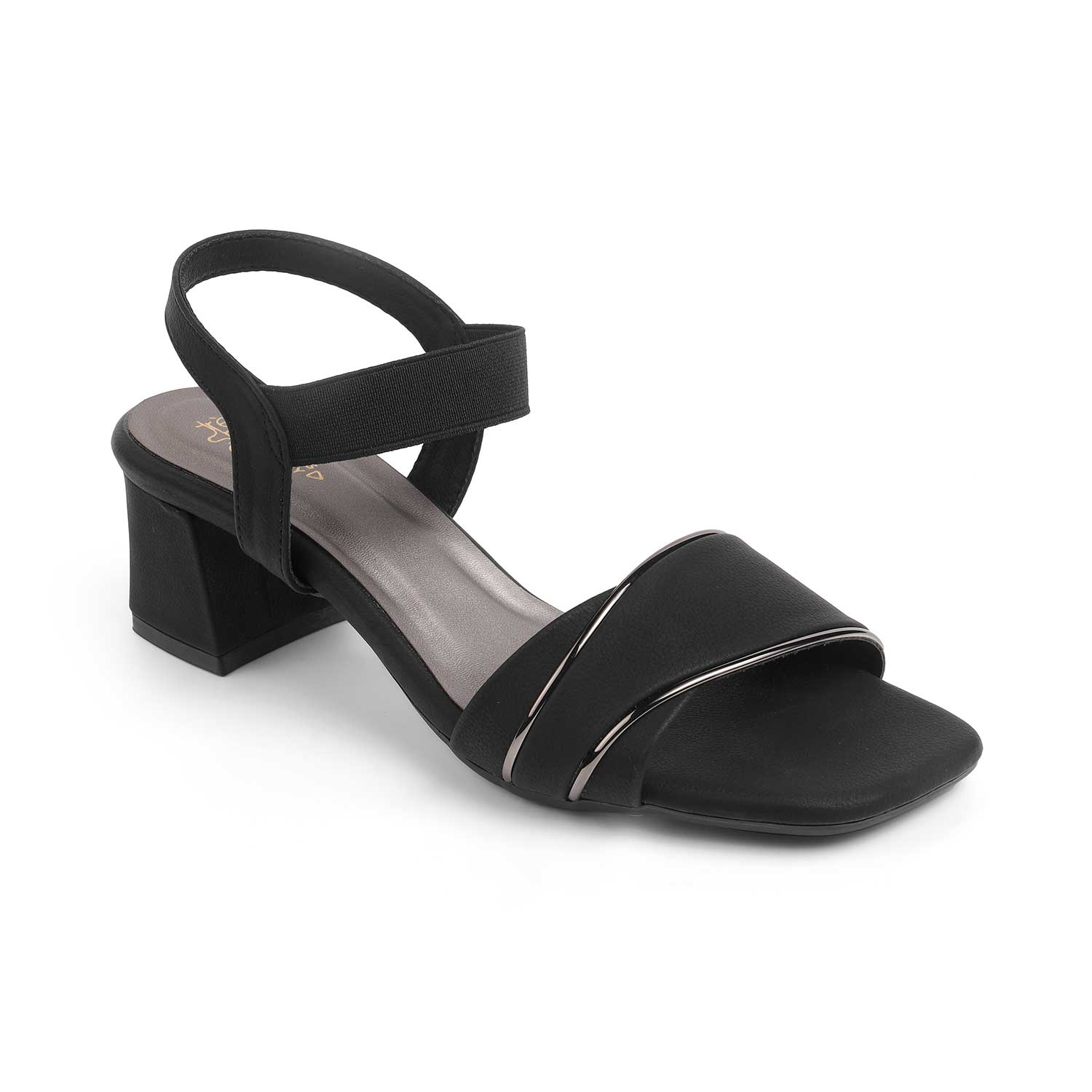 Tresmode Rolzo Black Women's Dress Slingback Block Heel Sandals
