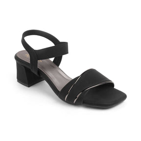 Tresmode Rolzo Black Women's Dress Slingback Block Heel Sandals