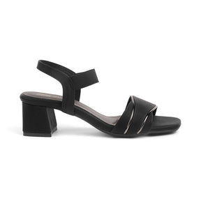 Tresmode Rolzo Black Women's Dress Slingback Block Heel Sandals