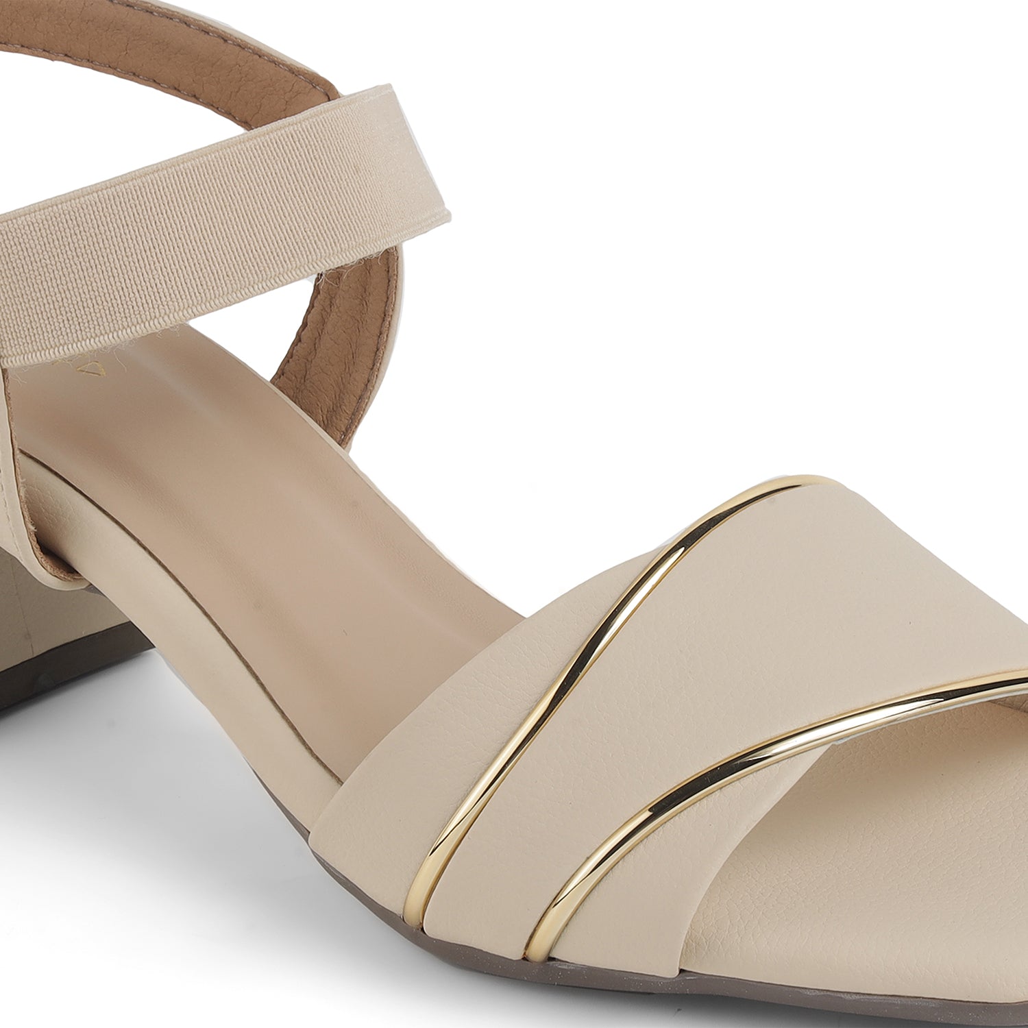 Tresmode Rolzo Cream Women's Dress Slingback Block Heel Sandals