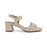 Tresmode Rolzo Cream Women's Dress Slingback Block Heel Sandals