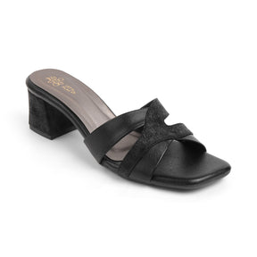 Tresmode Rose Black Women's Dress Block Heel Sandals