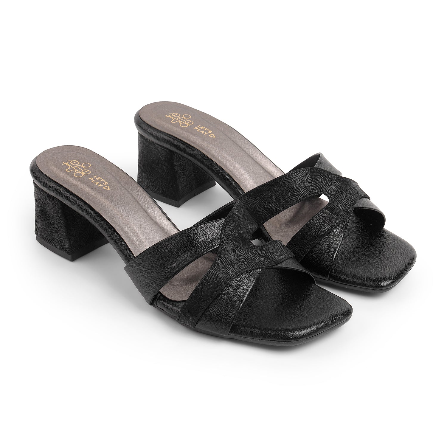 Tresmode Rose Black Women's Dress Block Heel Sandals
