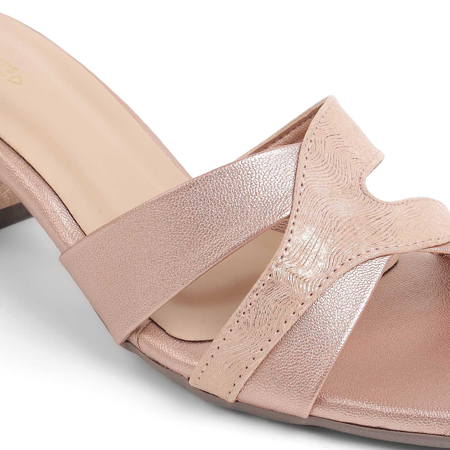 Tresmode Rose Champagne Women's Dress Block Heel Sandals