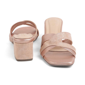 Tresmode Rose Champagne Women's Dress Block Heel Sandals