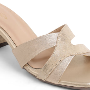 Tresmode Rose Gold Women's Dress Block Heel Sandals