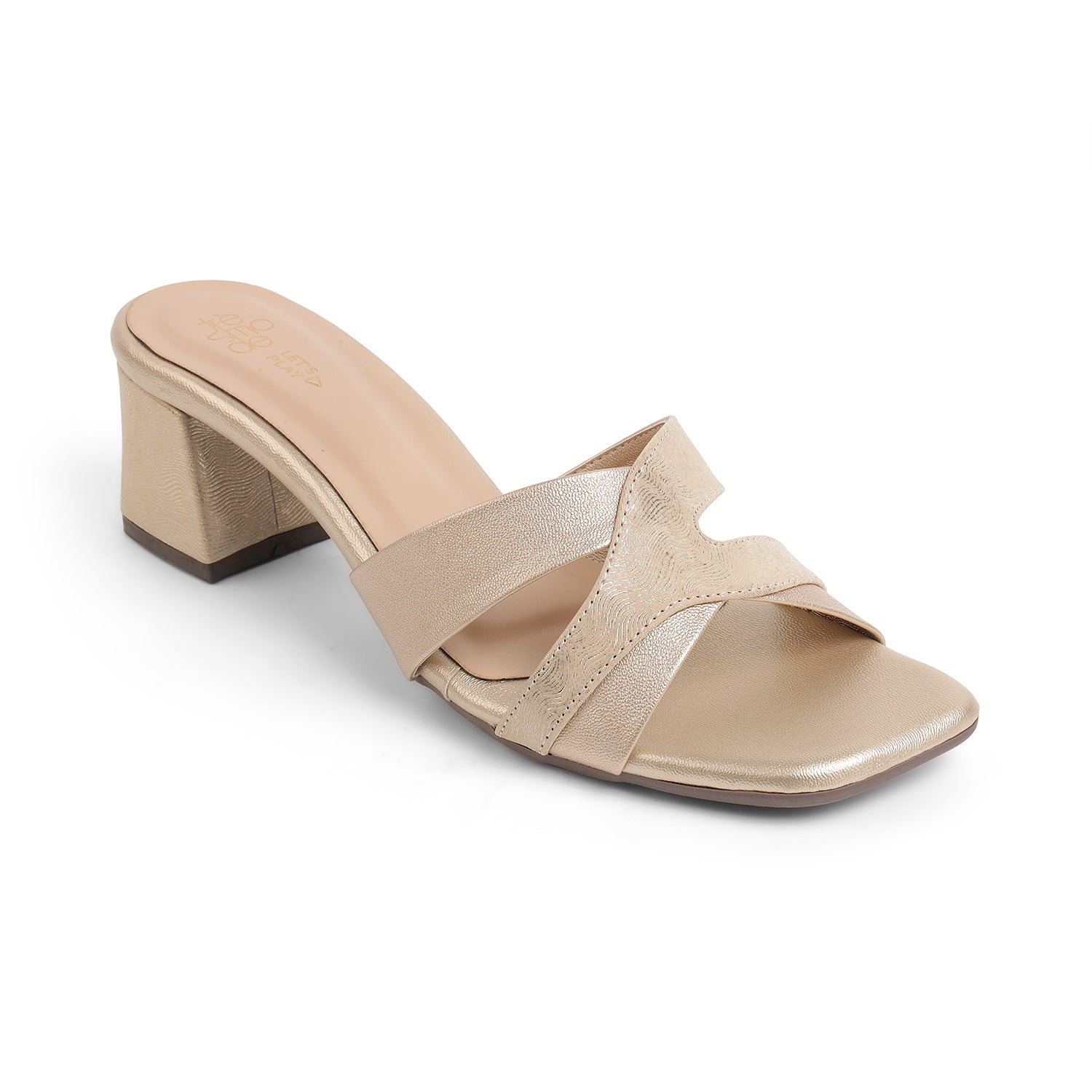 Tresmode Rose Gold Women's Dress Block Heel Sandals