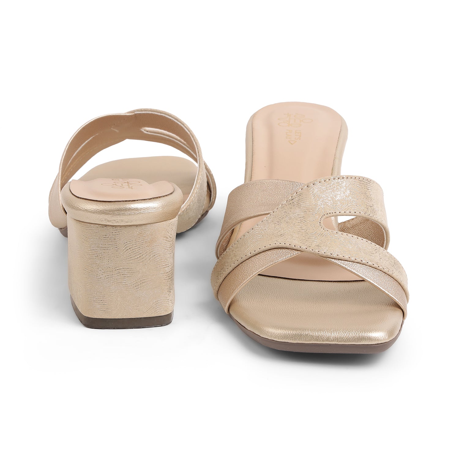 Tresmode Rose Gold Women's Dress Block Heel Sandals