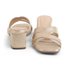 Tresmode Rose Gold Women's Dress Block Heel Sandals