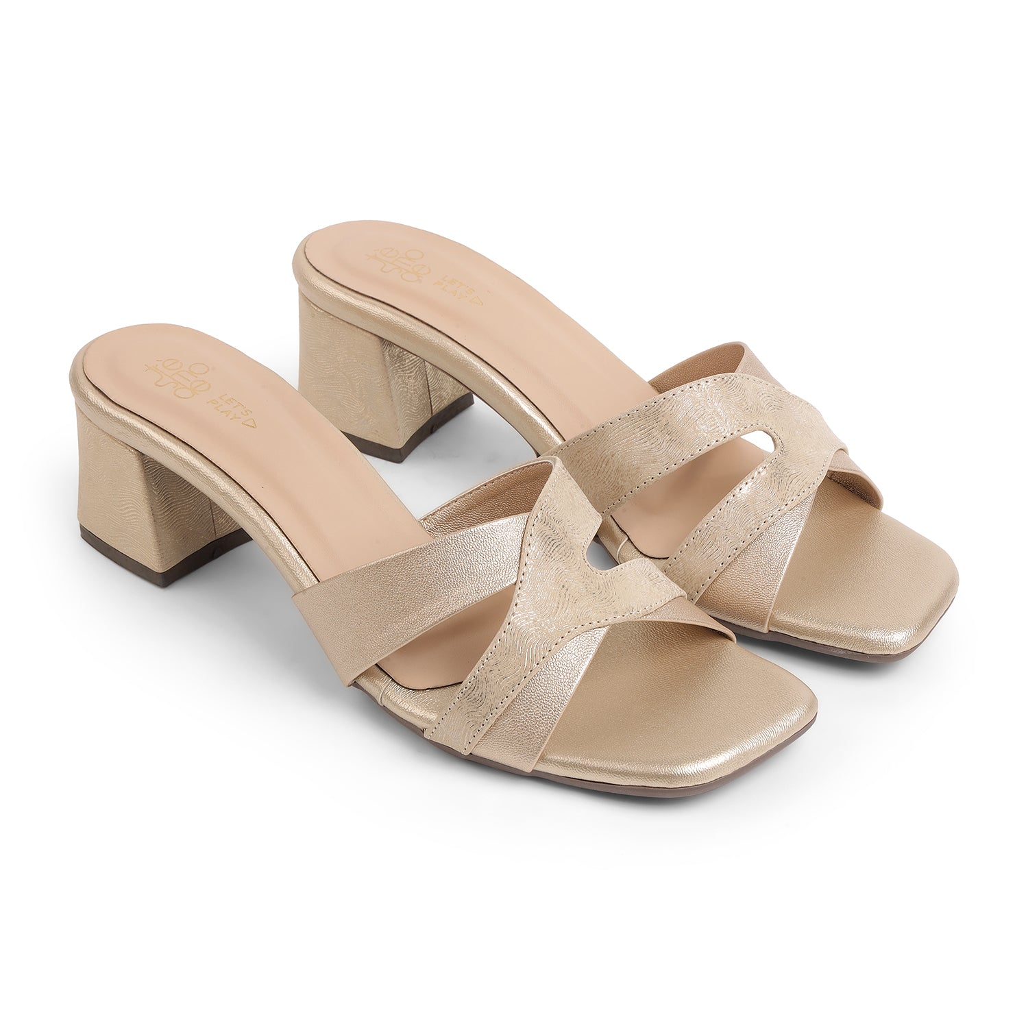 Tresmode Rose Gold Women's Dress Block Heel Sandals
