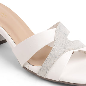 Tresmode Rose White Women's Dress Block Heel Sandals