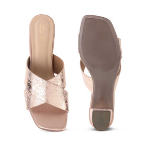Tresmode Salut Champagne Women's Dress Block Heel Sandals