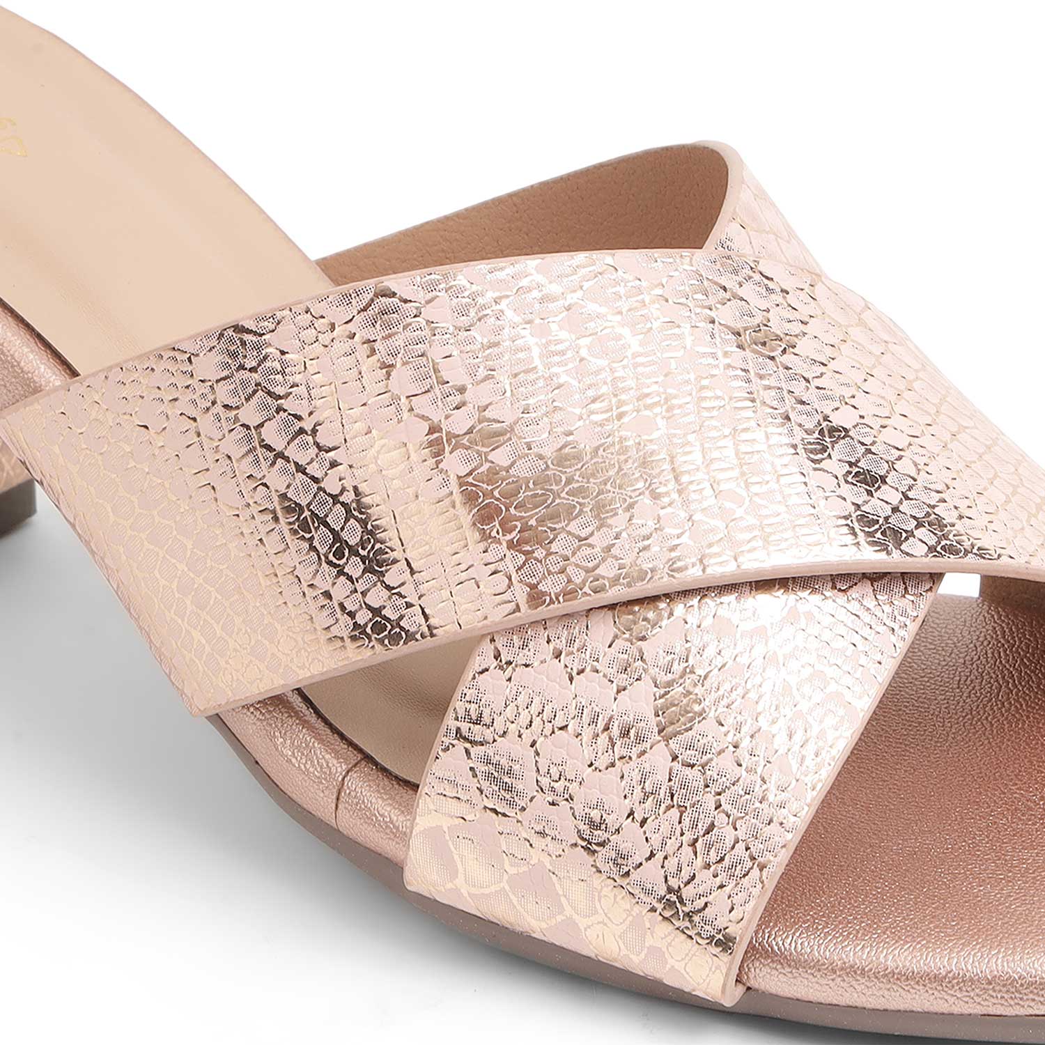 Tresmode Salut Champagne Women's Dress Block Heel Sandals
