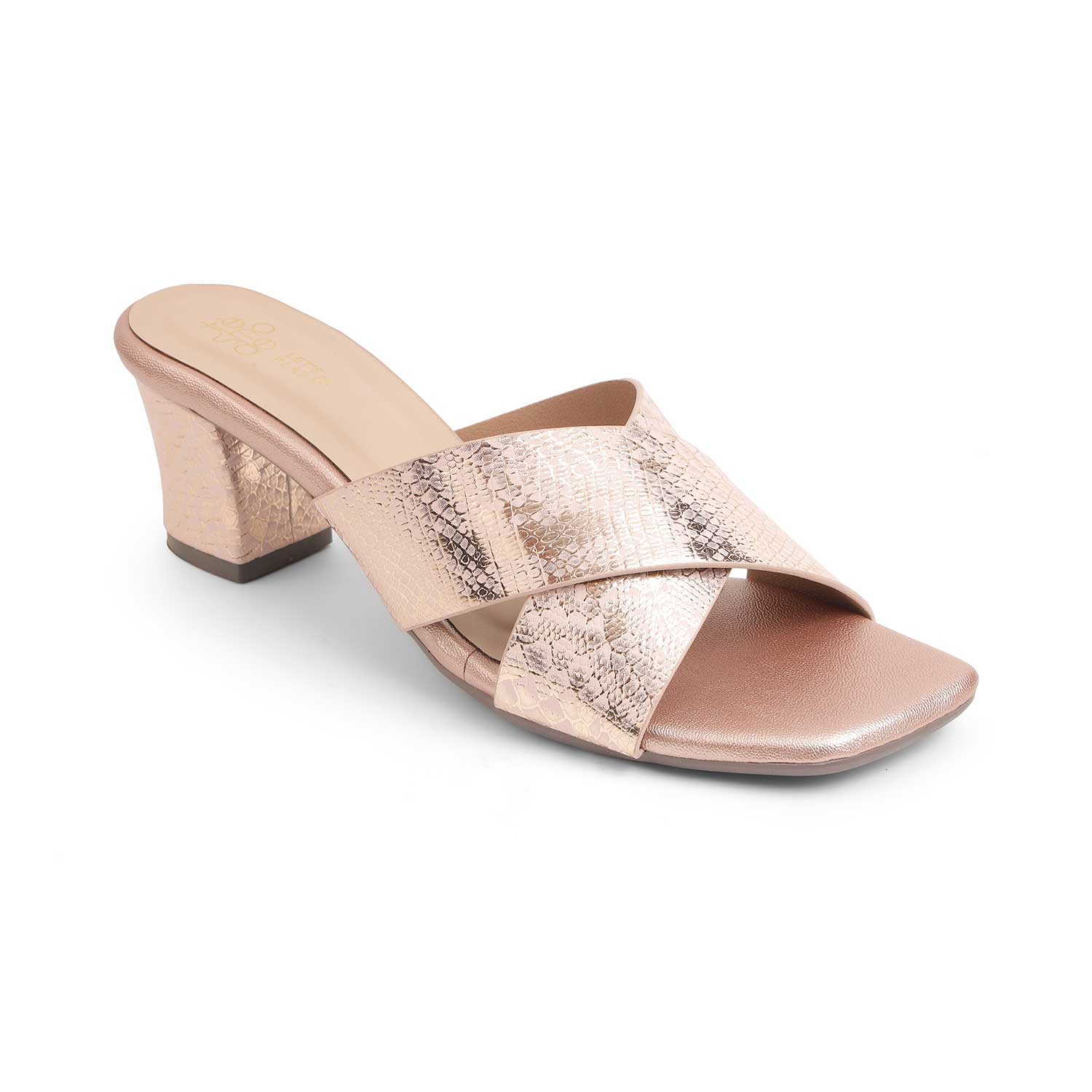 Tresmode Salut Champagne Women's Dress Block Heel Sandals