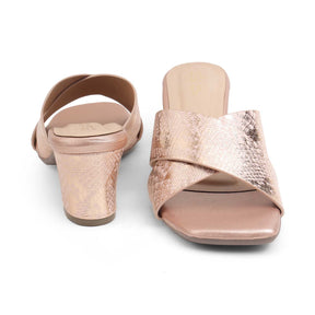 Tresmode Salut Champagne Women's Dress Block Heel Sandals