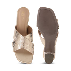 Tresmode Salut Gold Women's Dress Block Heel Sandals