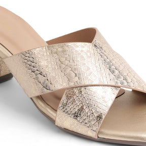Tresmode Salut Gold Women's Dress Block Heel Sandals