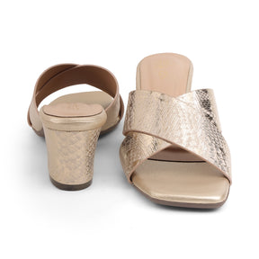 Tresmode Salut Gold Women's Dress Block Heel Sandals