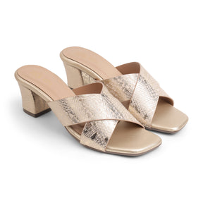 Tresmode Salut Gold Women's Dress Block Heel Sandals
