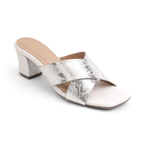 Tresmode Salut White Women's Dress Block Heel Sandals
