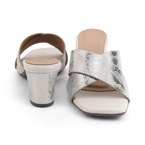 Tresmode Salut White Women's Dress Block Heel Sandals