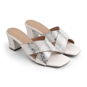 Tresmode Salut White Women's Dress Block Heel Sandals