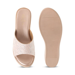 Tresmode Shen Champagne Women's Dress Wedge Sandals