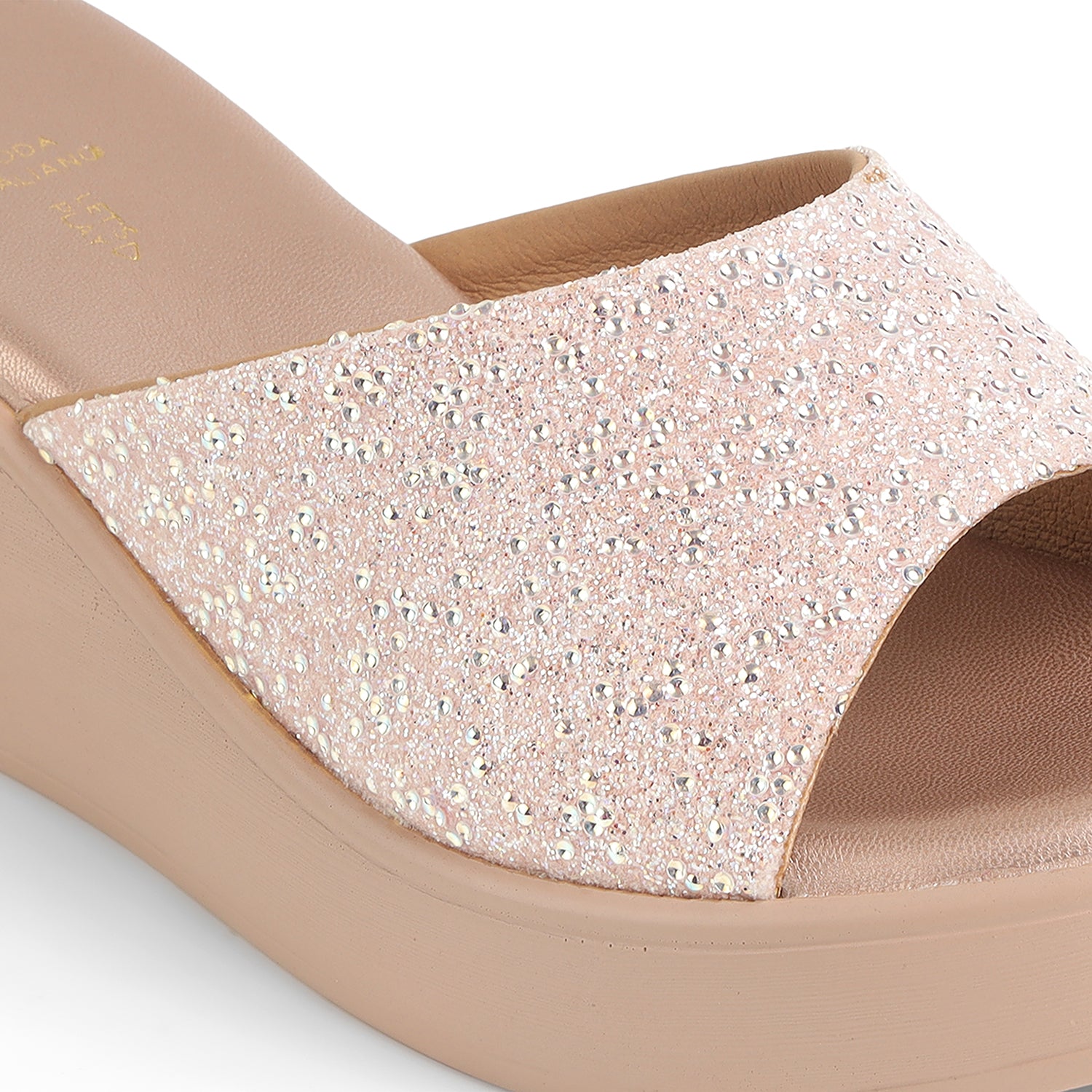 Tresmode Shen Champagne Women's Dress Wedge Sandals