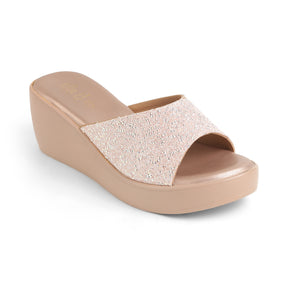Tresmode Shen Champagne Women's Dress Wedge Sandals