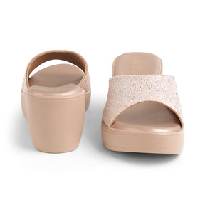 Tresmode Shen Champagne Women's Dress Wedge Sandals