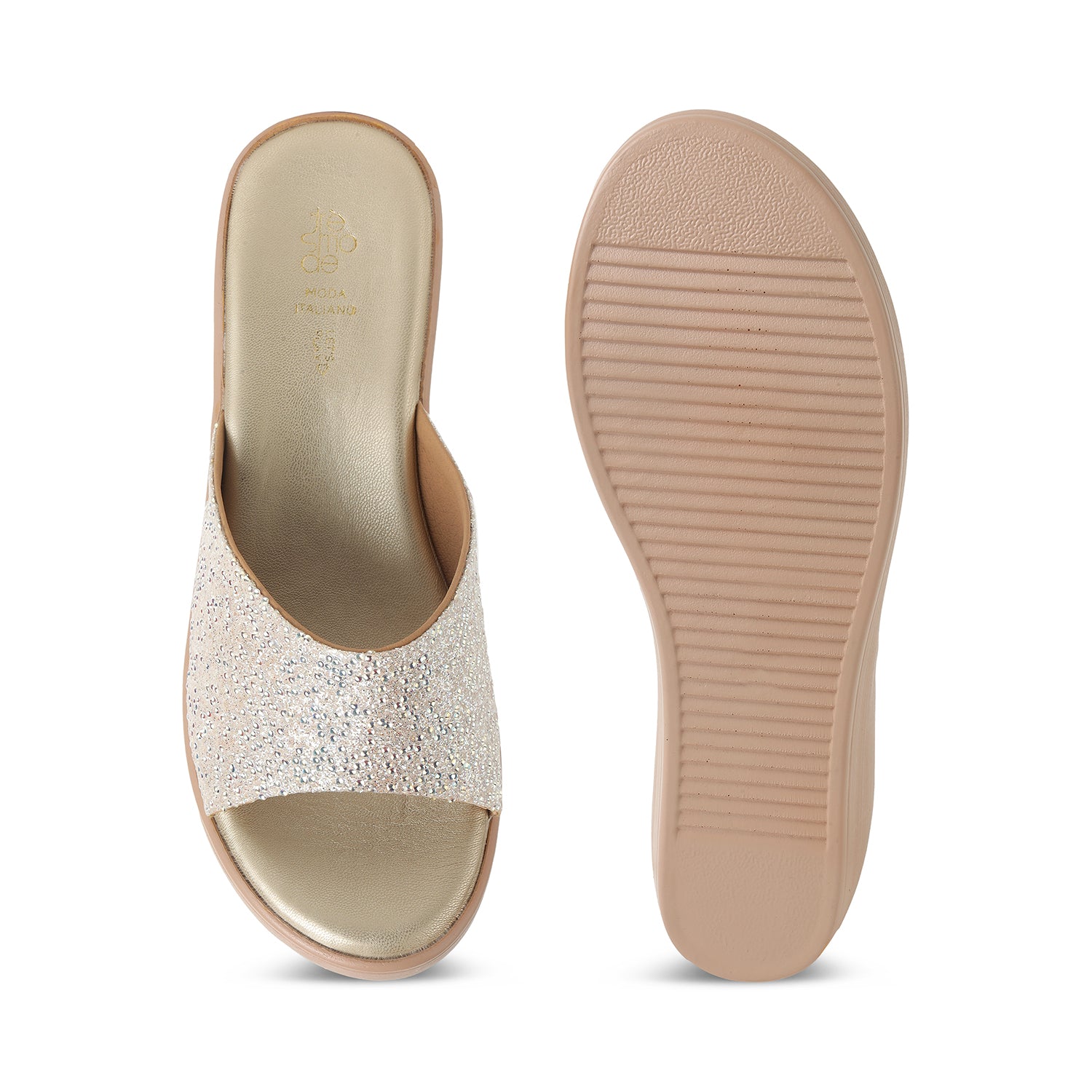 Tresmode Shen Gold Women's Dress Wedge Sandals