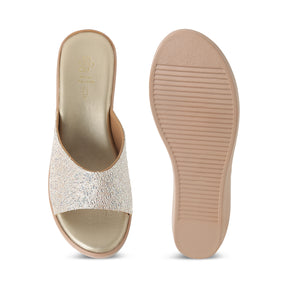 Tresmode Shen Gold Women's Dress Wedge Sandals