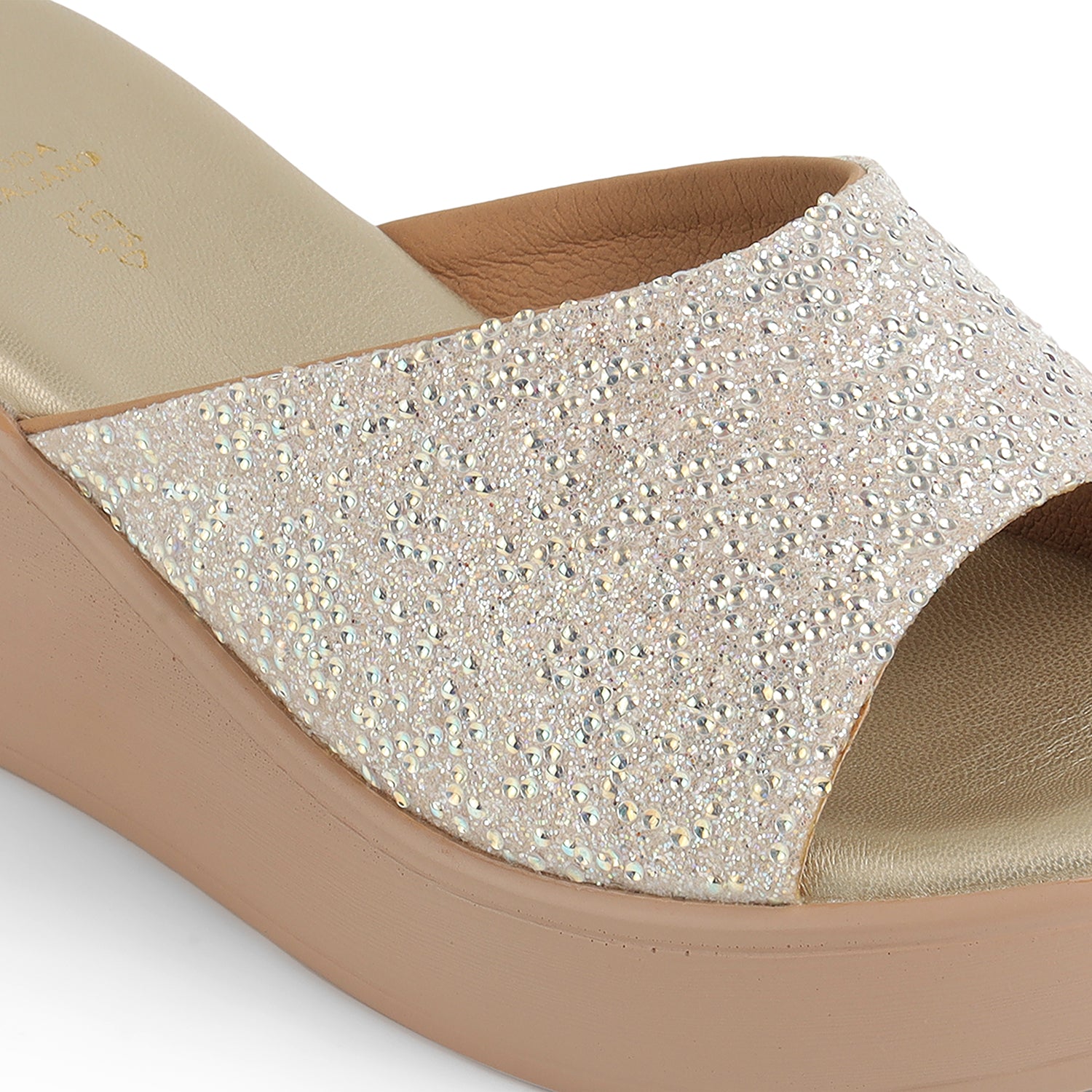 Tresmode Shen Gold Women's Dress Wedge Sandals