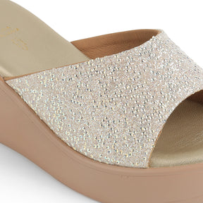Tresmode Shen Gold Women's Dress Wedge Sandals