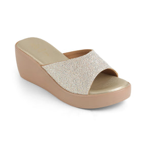 Tresmode Shen Gold Women's Dress Wedge Sandals