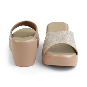 Tresmode Shen Gold Women's Dress Wedge Sandals