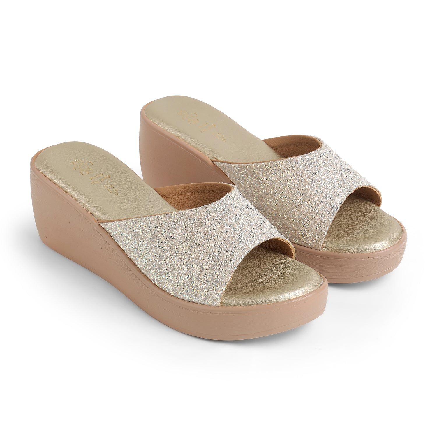 Tresmode Shen Gold Women's Dress Wedge Sandals